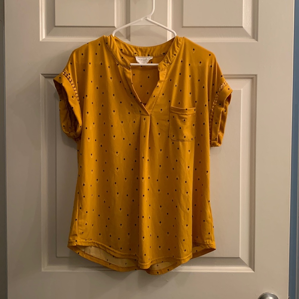 Spandex/Cotton mustard yellow blouse